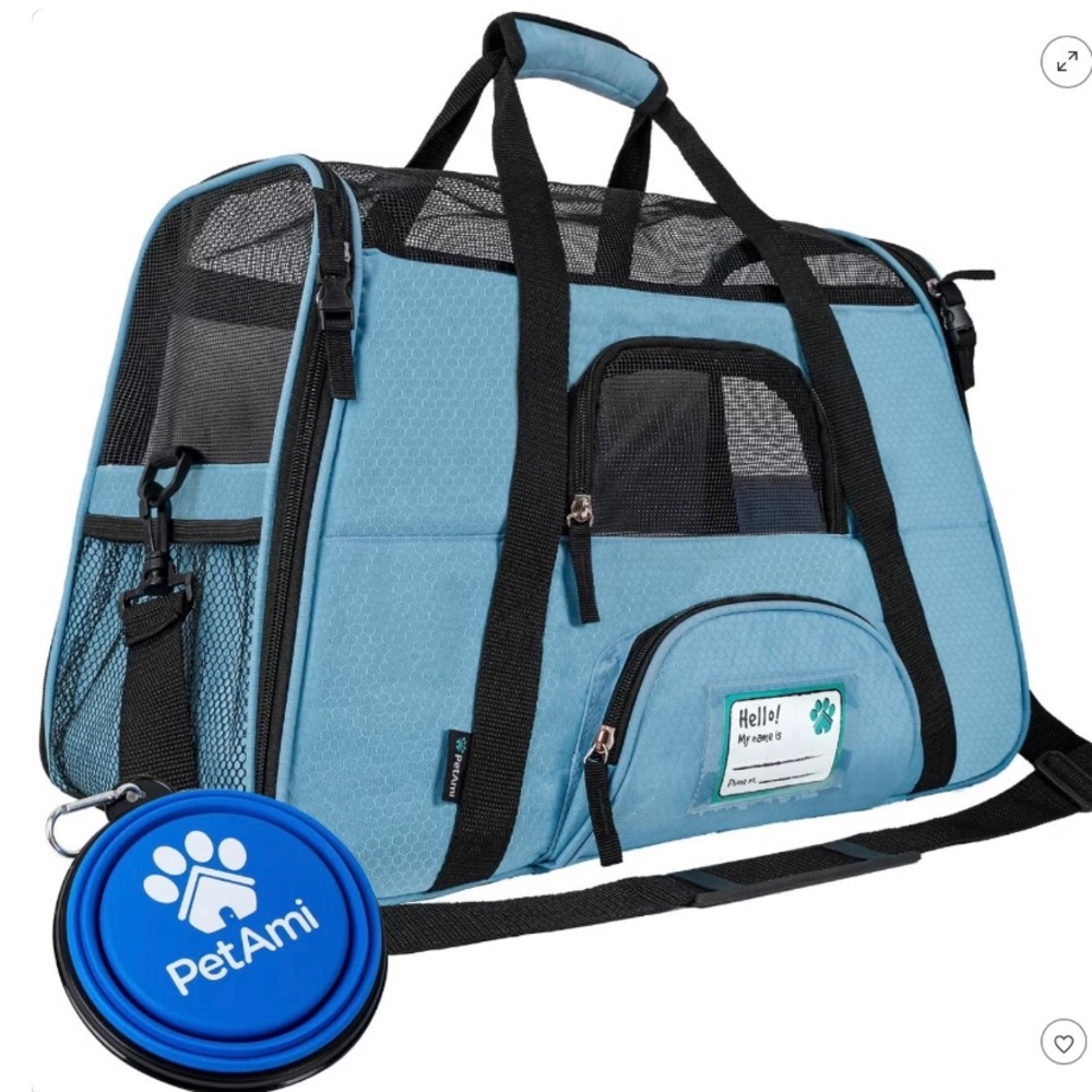 PetAmi Airline Approved Ventilated Pet Carrier + 50+ Training Pads